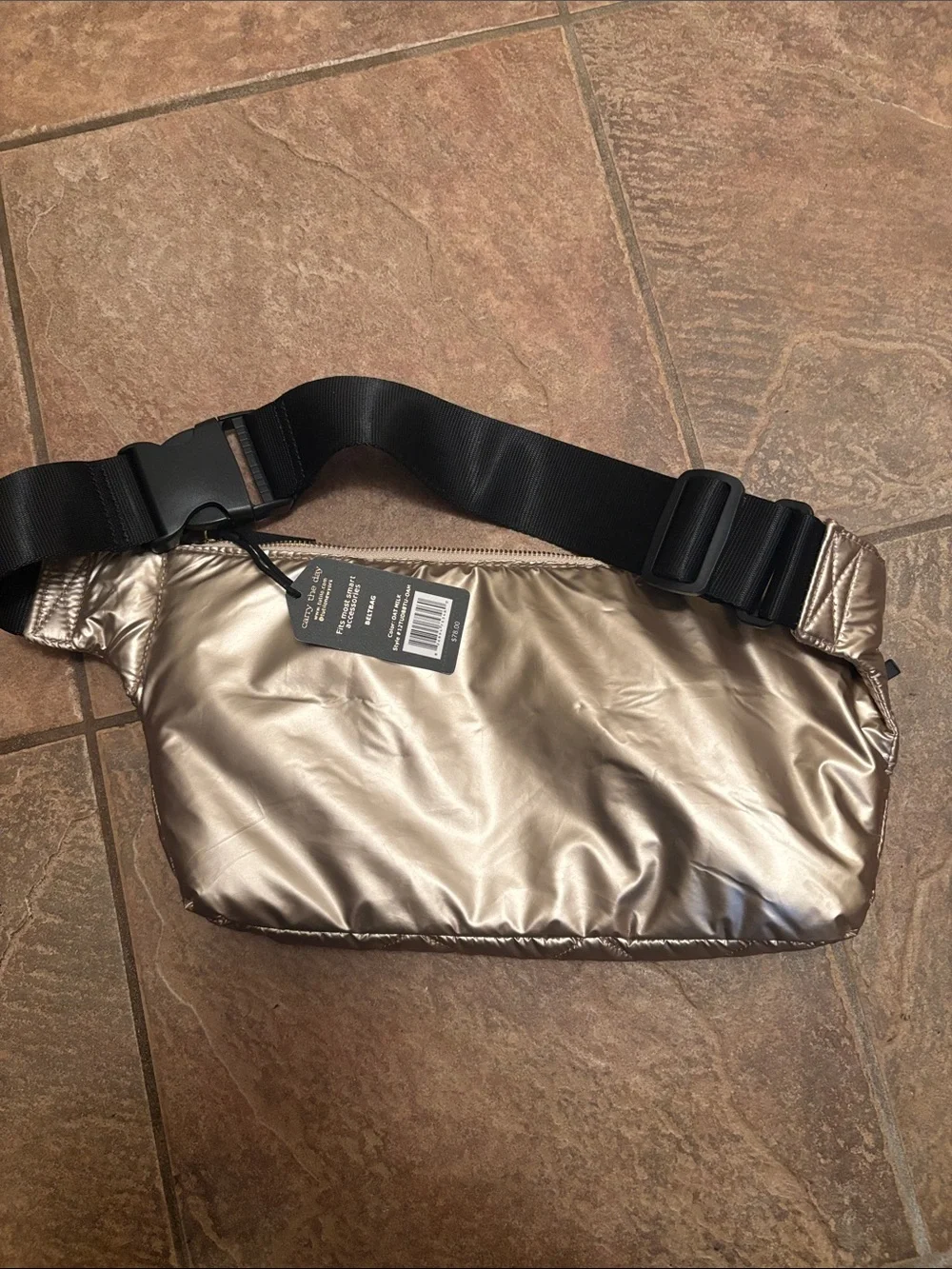 tutilo Quilted Metallic Champagne belt bag NWT